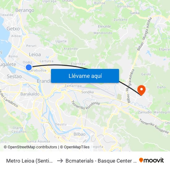 Metro Leioa (Sentido Amaia) to Bcmaterials - Basque Center For Materials map