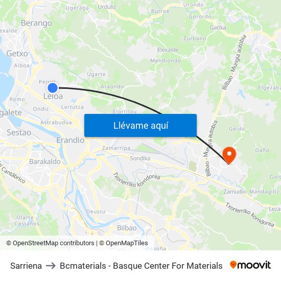 Sarriena to Bcmaterials - Basque Center For Materials map