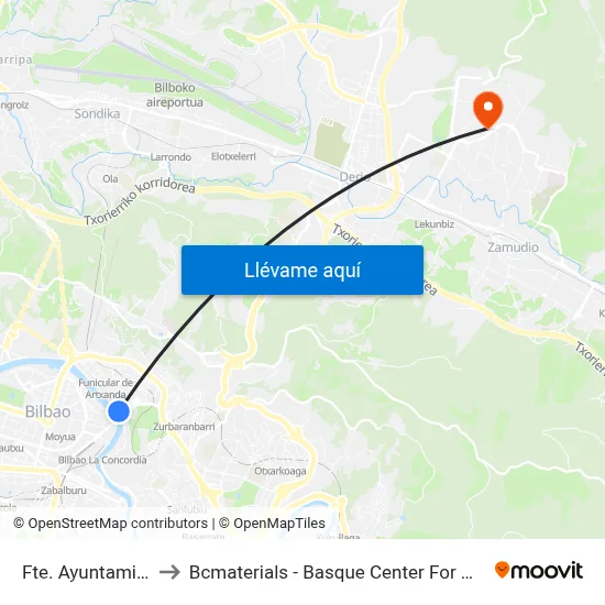 Fte. Ayuntamiento to Bcmaterials - Basque Center For Materials map