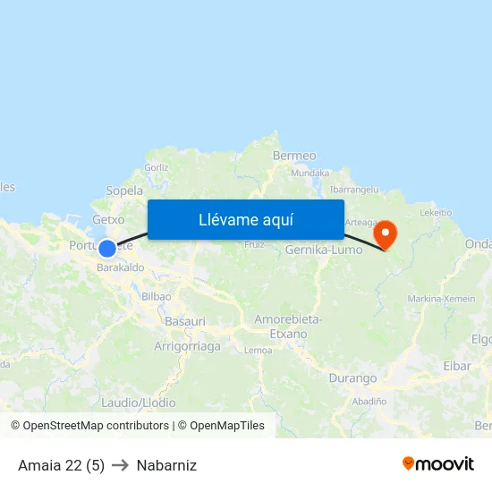 Amaia 22 (5) to Nabarniz map