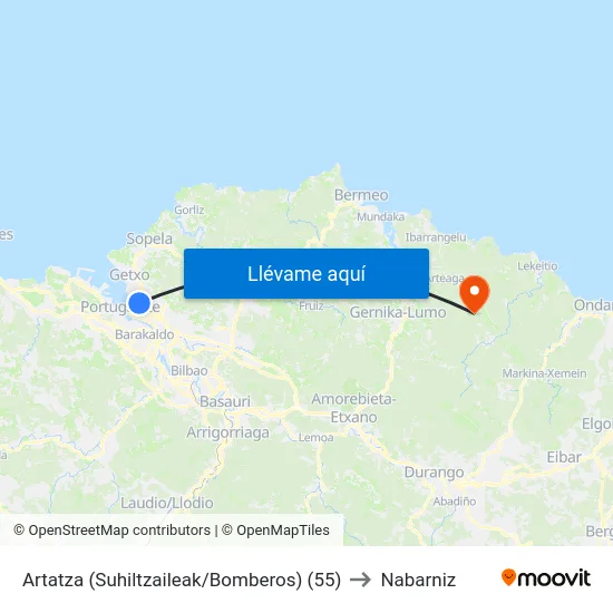 Artatza (Suhiltzaileak/Bomberos) (55) to Nabarniz map