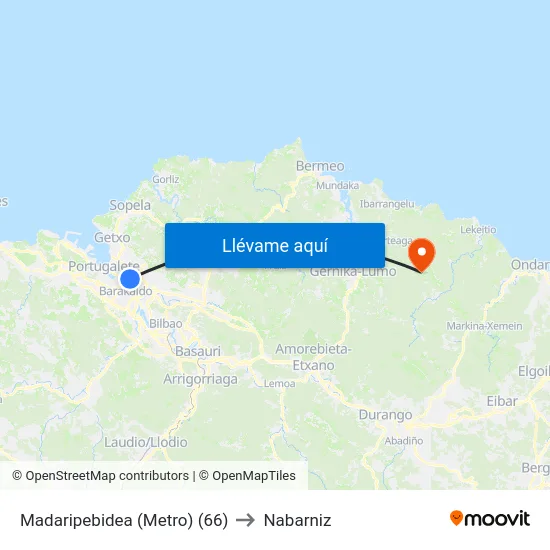Madaripebidea (Metro) (66) to Nabarniz map