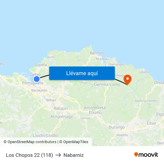 Los Chopos 22 (118) to Nabarniz map