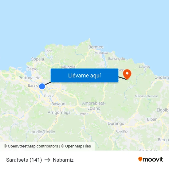Saratseta (141) to Nabarniz map