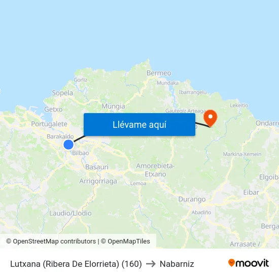 Lutxana (Ribera De Elorrieta) (160) to Nabarniz map