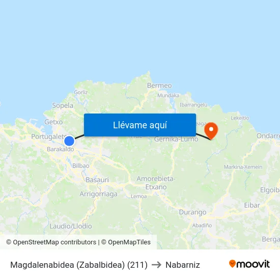 Magdalenabidea (Zabalbidea) (211) to Nabarniz map