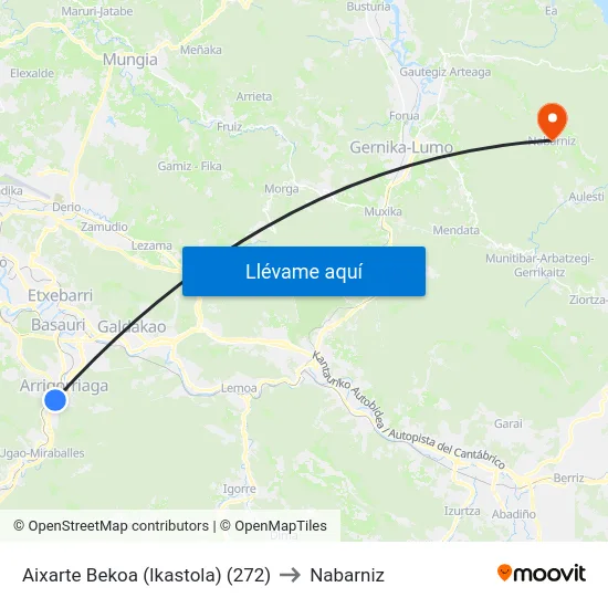 Aixarte Bekoa (Ikastola) (272) to Nabarniz map