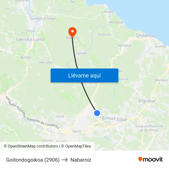 Goitondogoikoa (2906) to Nabarniz map