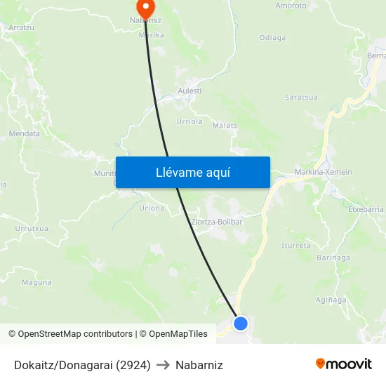 Dokaitz/Donagarai (2924) to Nabarniz map