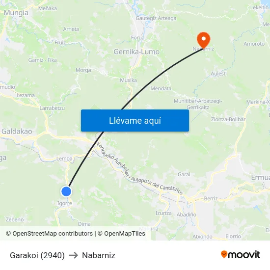 Garakoi (2940) to Nabarniz map