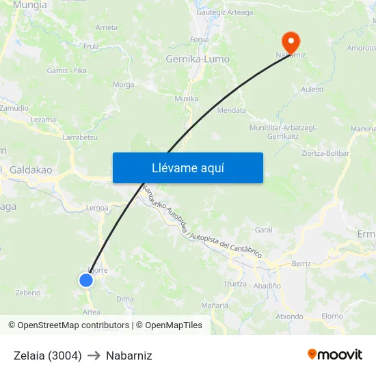 Zelaia (3004) to Nabarniz map