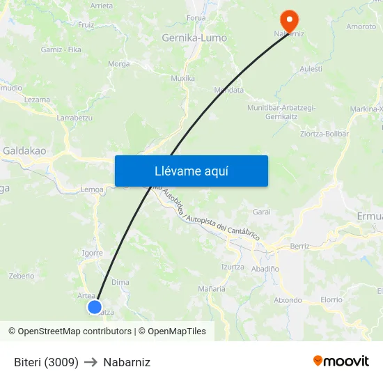 Biteri (3009) to Nabarniz map