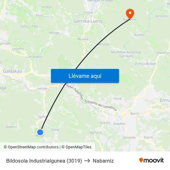 Bildosola Industrialgunea (3019) to Nabarniz map