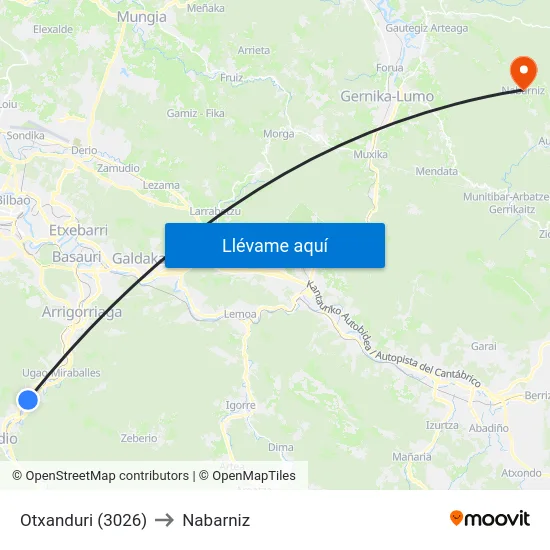 Otxanduri (3026) to Nabarniz map