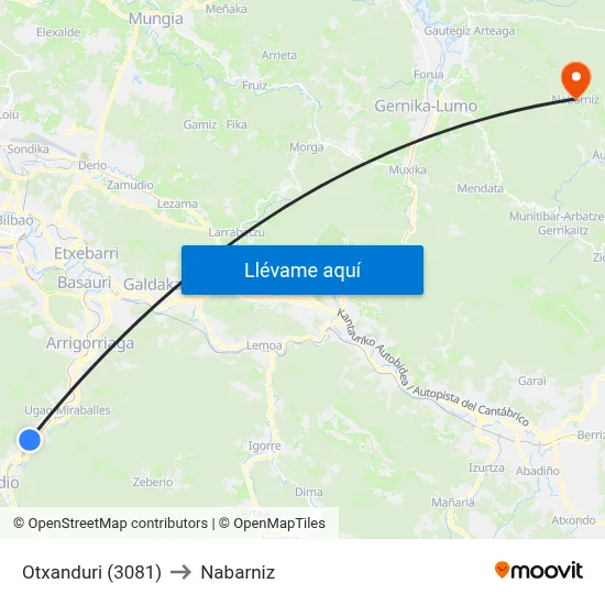 Otxanduri (3081) to Nabarniz map