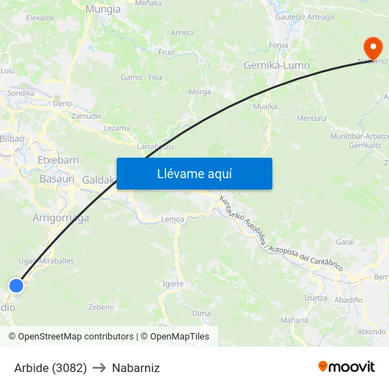 Arbide (3082) to Nabarniz map