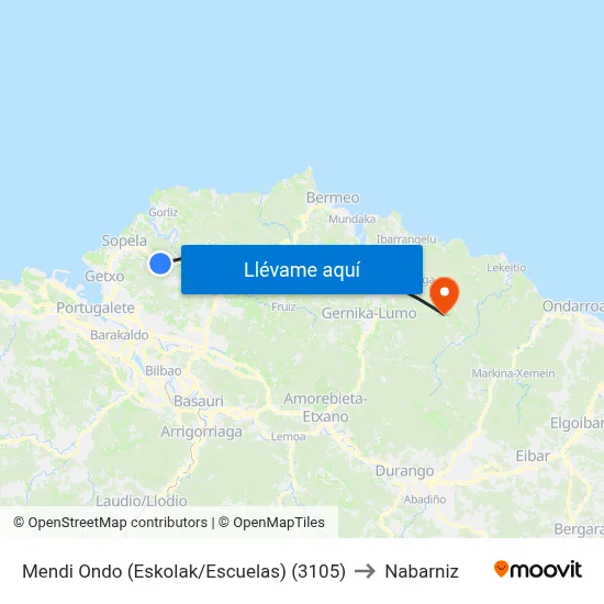 Mendi Ondo (Eskolak/Escuelas) (3105) to Nabarniz map