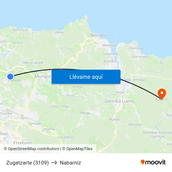 Zugatzarte (3109) to Nabarniz map