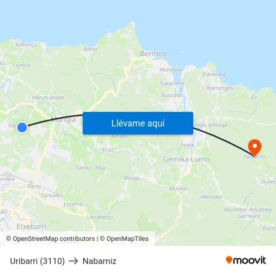 Uribarri (3110) to Nabarniz map