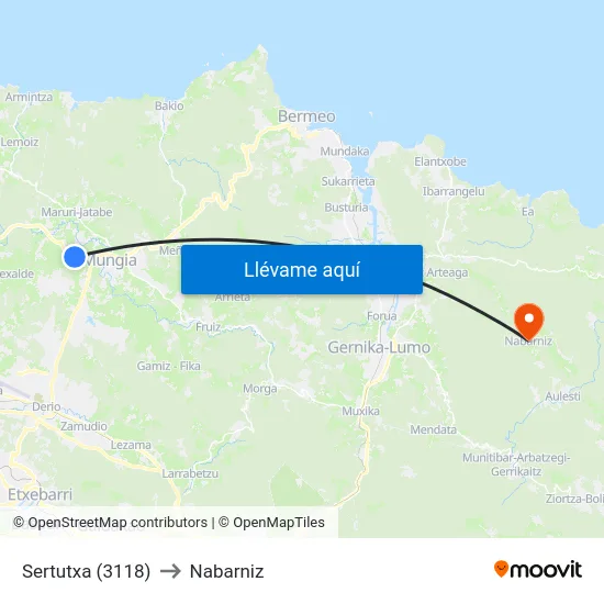 Sertutxa (3118) to Nabarniz map