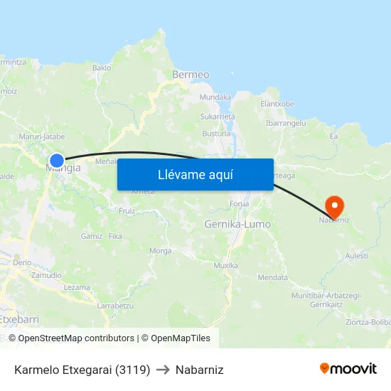 Karmelo Etxegarai (3119) to Nabarniz map