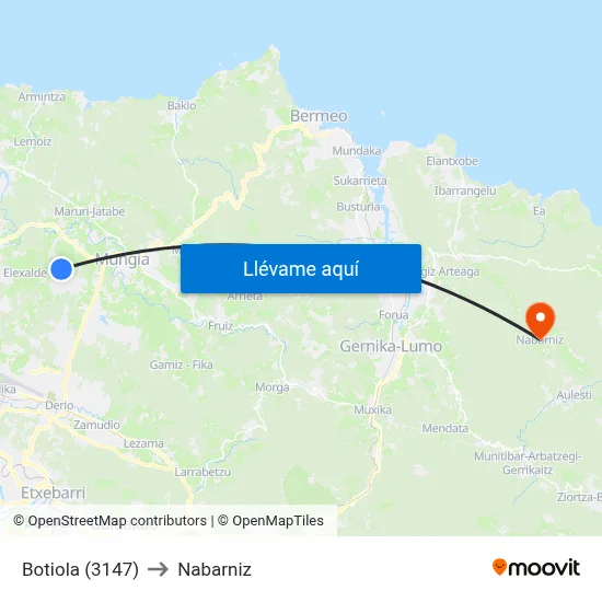 Botiola (3147) to Nabarniz map