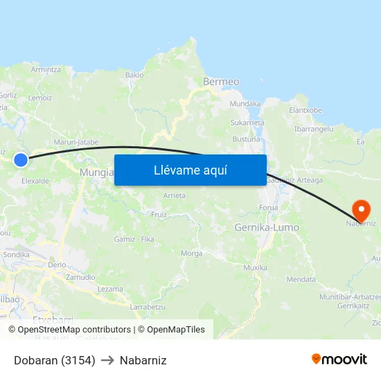 Dobaran (3154) to Nabarniz map