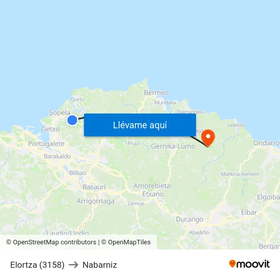 Elortza (3158) to Nabarniz map