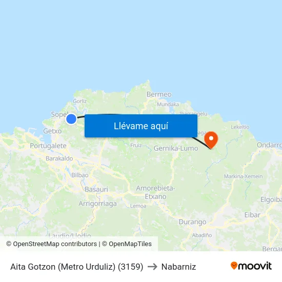 Aita Gotzon (Metro Urduliz) (3159) to Nabarniz map