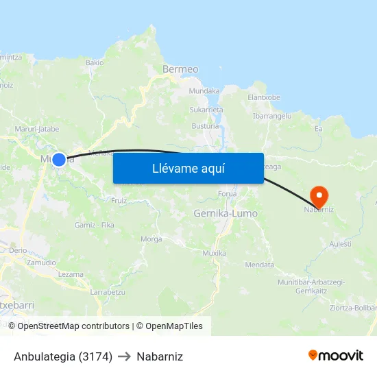 Anbulategia (3174) to Nabarniz map