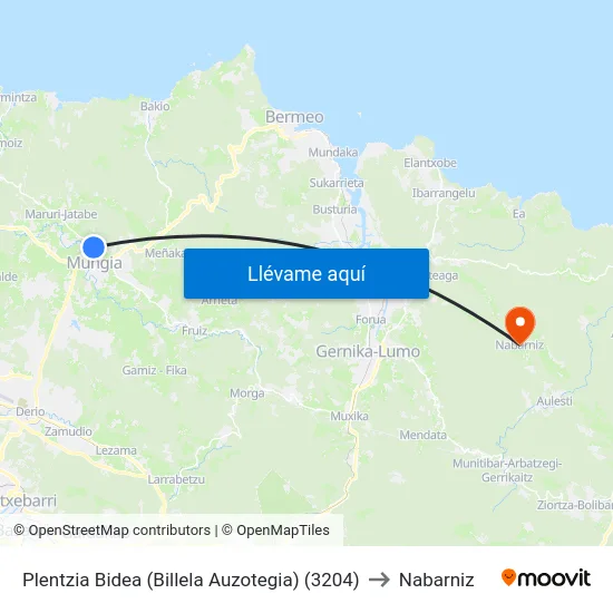 Plentzia Bidea (Billela Auzotegia) (3204) to Nabarniz map