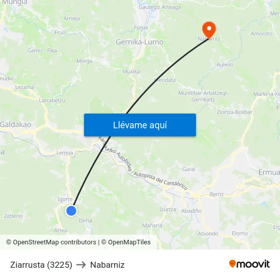 Ziarrusta (3225) to Nabarniz map