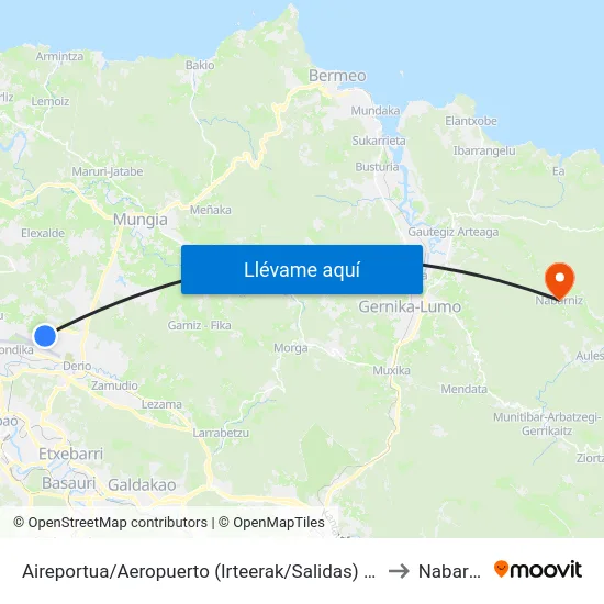 Aireportua/Aeropuerto (Irteerak/Salidas) (3372) to Nabarniz map