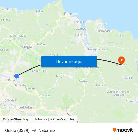 Geldo (3379) to Nabarniz map