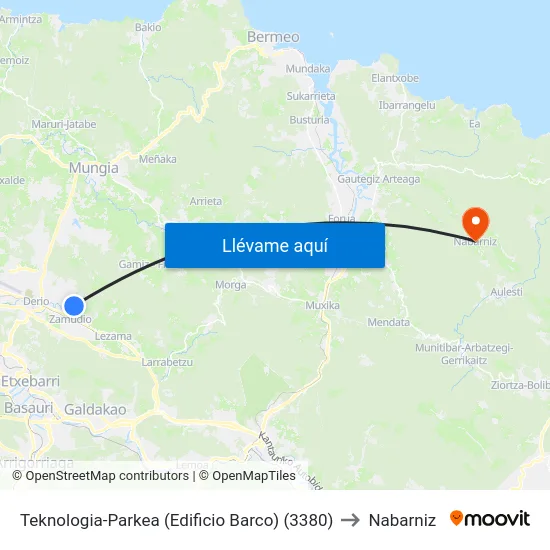 Teknologia-Parkea (Edificio Barco) (3380) to Nabarniz map