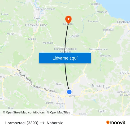 Hormaztegi (3393) to Nabarniz map