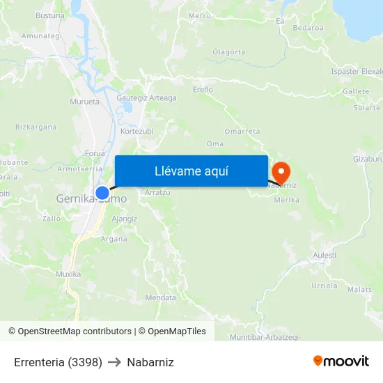 Errenteria (3398) to Nabarniz map