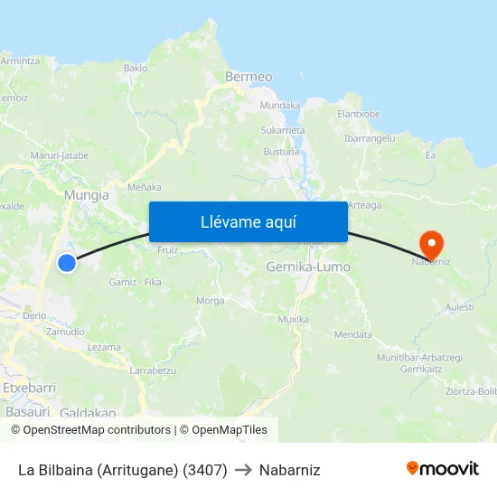 La Bilbaina (Arritugane) (3407) to Nabarniz map
