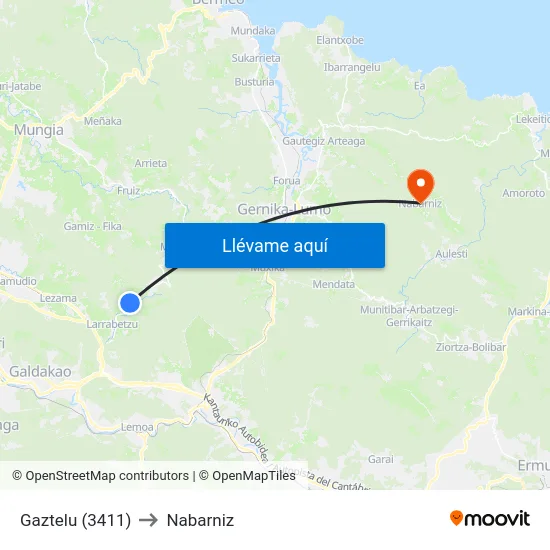 Gaztelu (3411) to Nabarniz map