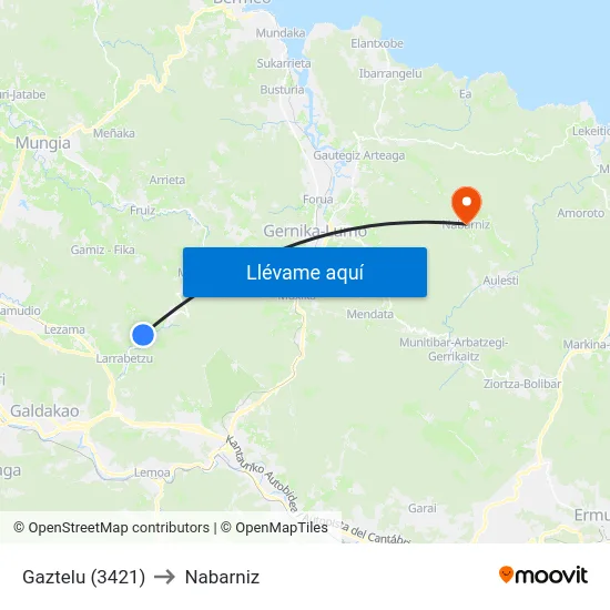 Gaztelu (3421) to Nabarniz map