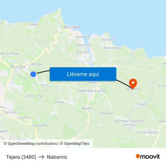 Tejera (3480) to Nabarniz map