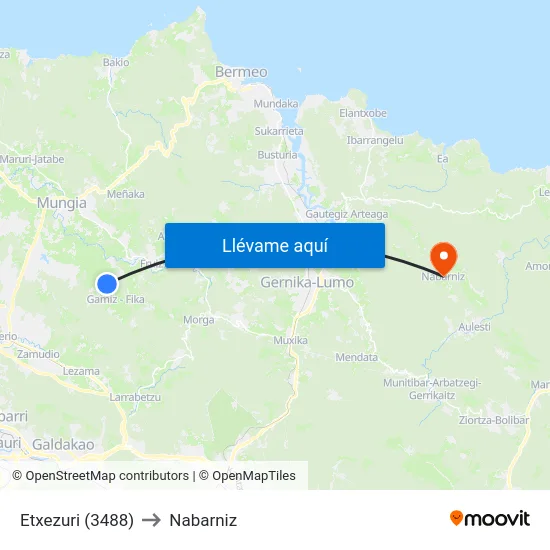 Etxezuri (3488) to Nabarniz map