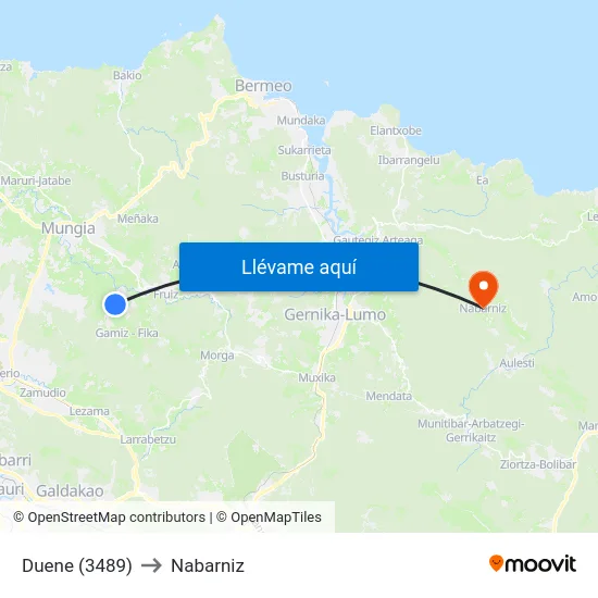 Duene (3489) to Nabarniz map