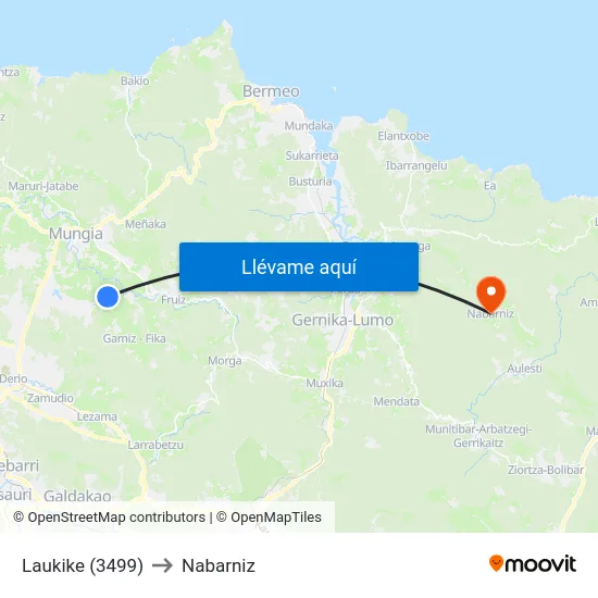 Laukike (3499) to Nabarniz map