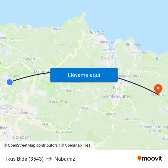 Ikus Bide (3543) to Nabarniz map