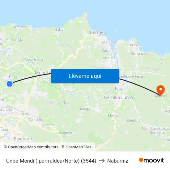 Unbe-Mendi (Iparrraldea/Norte) (3544) to Nabarniz map