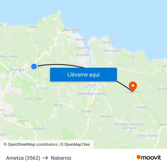 Ametza (3562) to Nabarniz map