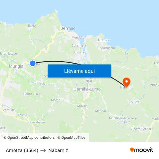 Ametza (3564) to Nabarniz map