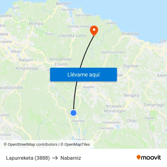 Lapurreketa (3888) to Nabarniz map