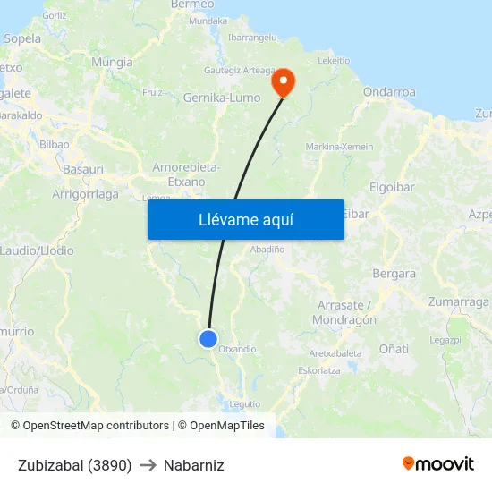 Zubizabal (3890) to Nabarniz map